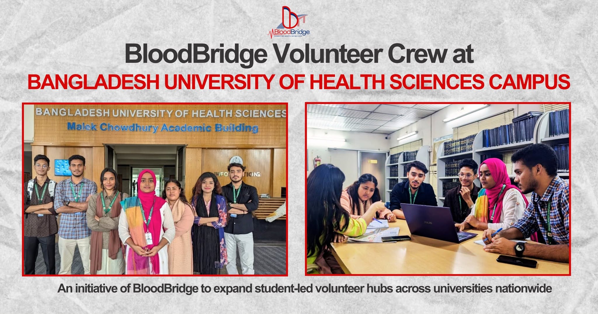 BloodBridge Volunteer Crew at Bangladesh University of Health Sciences Campus,